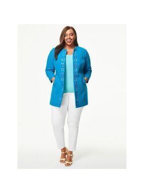 Talbots Exclusive Fish Embroidered Topper Jacket 20 W Plus